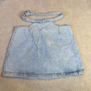NWT WeWoreWhat Blue Denim Cut Out Mini Skirt Size S